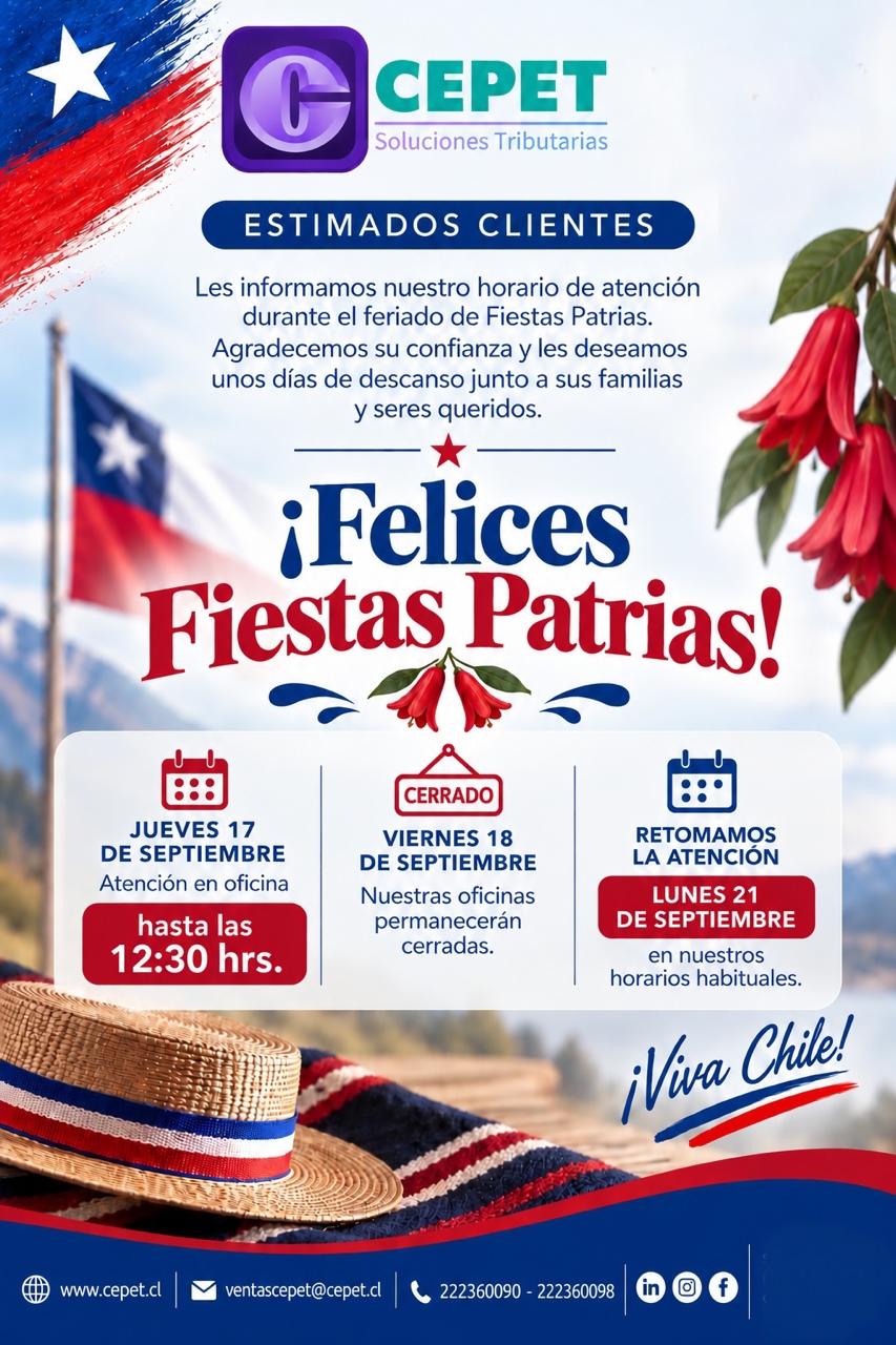 FLYER HORARIO ESPECIAL FIESTAS PATRIAS - CEPET SYSTEM
